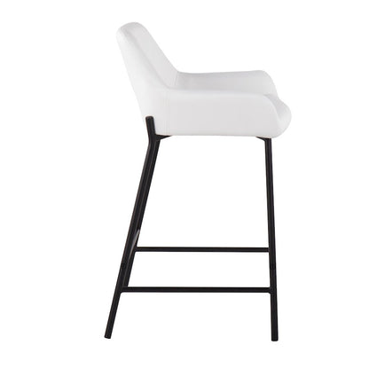 LumiSource Daniella 33in Counter Stool Set of 2 | Industrial Black Metal and White PU | Kitchen Island & Breakfast Bar | Model B24-DNLA2BKPUW2