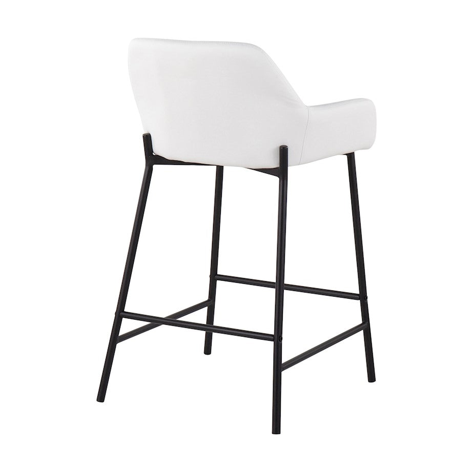 LumiSource Daniella 33in Counter Stool Set of 2 | Industrial Black Metal and White PU | Kitchen Island & Breakfast Bar | Model B24-DNLA2BKPUW2