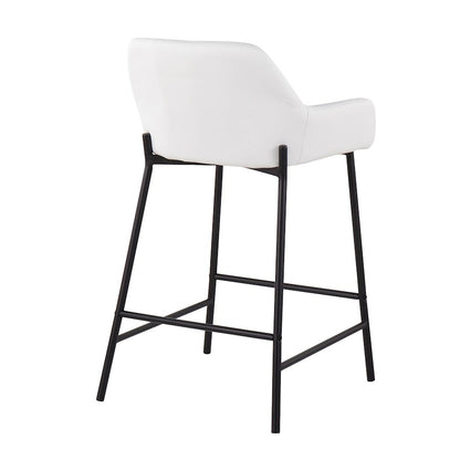 LumiSource Daniella 33in Counter Stool Set of 2 | Industrial Black Metal and White PU | Kitchen Island & Breakfast Bar | Model B24-DNLA2BKPUW2