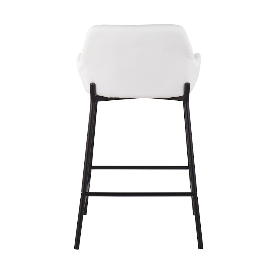 LumiSource Daniella 33in Counter Stool Set of 2 | Industrial Black Metal and White PU | Kitchen Island & Breakfast Bar | Model B24-DNLA2BKPUW2