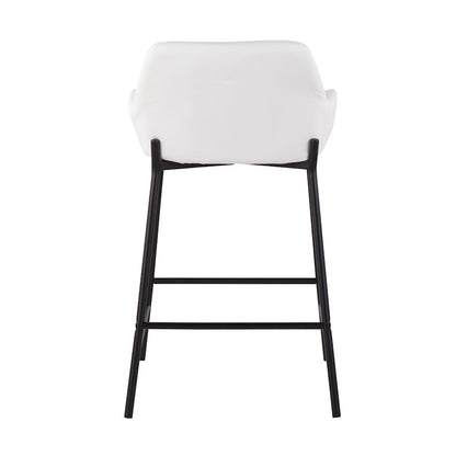 LumiSource Daniella 33in Counter Stool Set of 2 | Industrial Black Metal and White PU | Kitchen Island & Breakfast Bar | Model B24-DNLA2BKPUW2