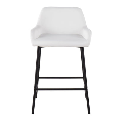 LumiSource Daniella 33in Counter Stool Set of 2 | Industrial Black Metal and White PU | Kitchen Island & Breakfast Bar | Model B24-DNLA2BKPUW2