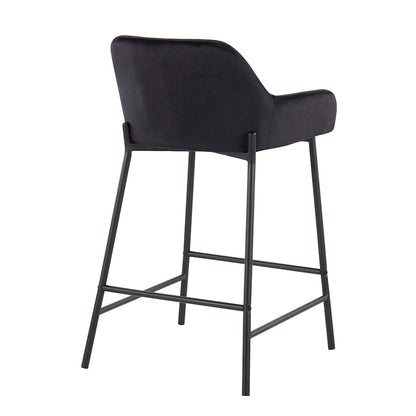LumiSource Daniella 24.5in Counter Stool Set of 2 | Industrial Black Metal and Black Velvet | Kitchen Island & Breakfast Bar | Model B24-DNLA2BKVBK2