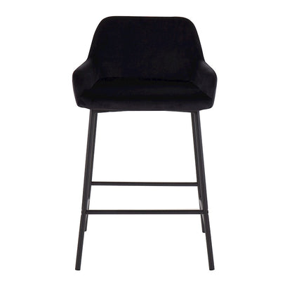 LumiSource Daniella 24.5in Counter Stool Set of 2 | Industrial Black Metal and Black Velvet | Kitchen Island & Breakfast Bar | Model B24-DNLA2BKVBK2