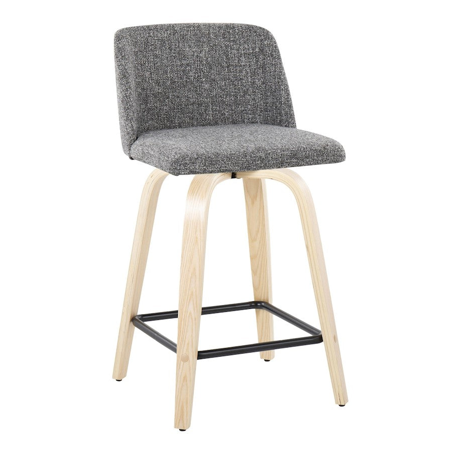 LumiSource Toriano 24in Counter Stool Set of 2 | Natural Wood & Cream Fabric with Chrome Footrest | Kitchen Island | Model B24-TRNO-GRTZS2NANCR2