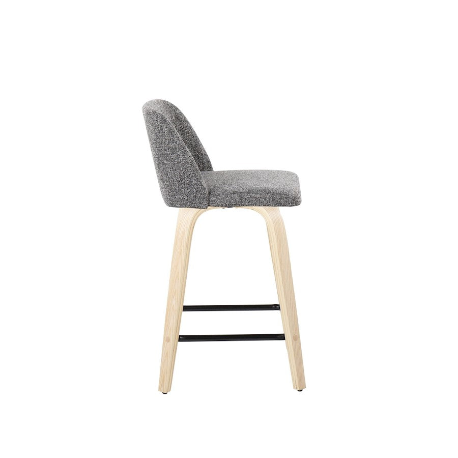 LumiSource Toriano 24in Counter Stool Set of 2 | Natural Wood & Cream Fabric with Chrome Footrest | Kitchen Island | Model B24-TRNO-GRTZS2NANCR2