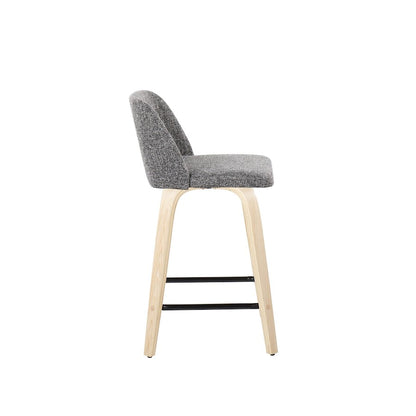 LumiSource Toriano 24in Counter Stool Set of 2 | Natural Wood & Cream Fabric with Chrome Footrest | Kitchen Island | Model B24-TRNO-GRTZS2NANCR2