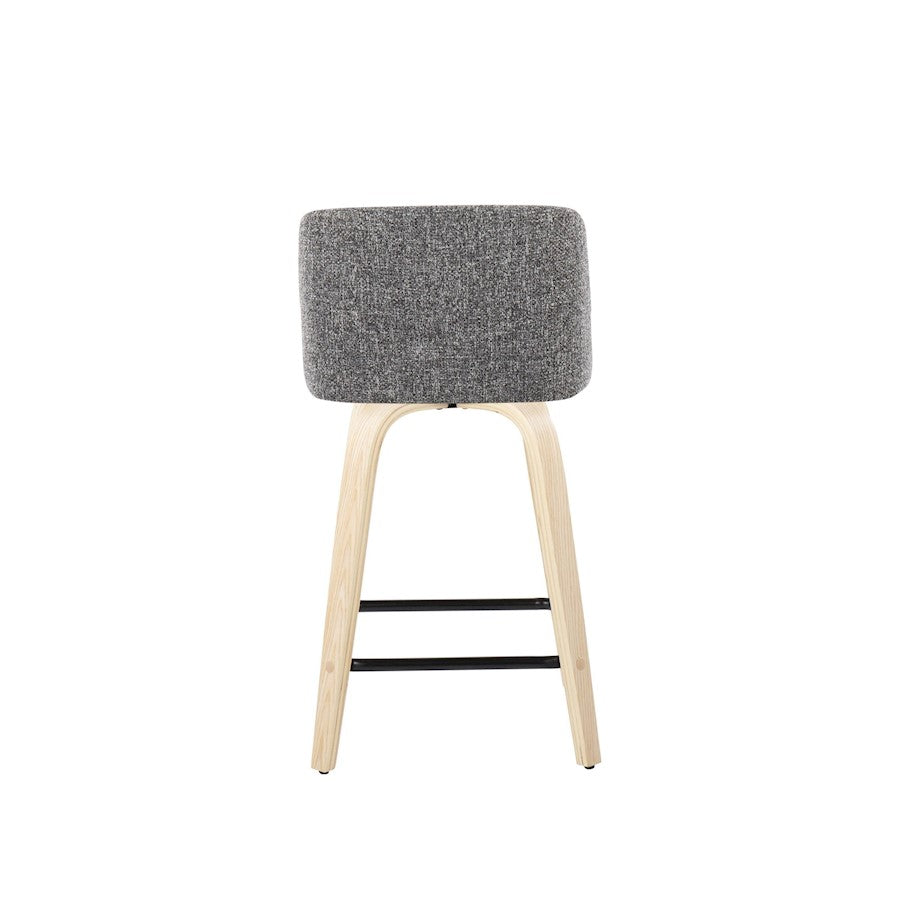 LumiSource Toriano 24in Counter Stool Set of 2 | Natural Wood & Cream Fabric with Chrome Footrest | Kitchen Island | Model B24-TRNO-GRTZS2NANCR2