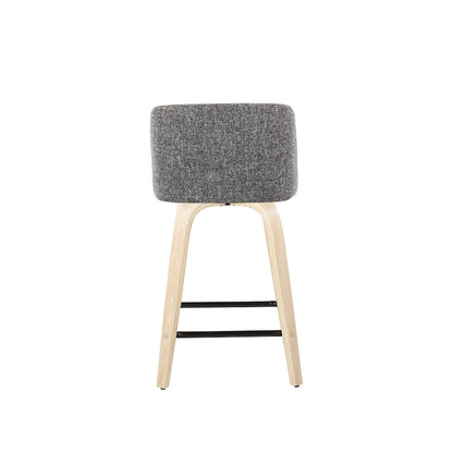 LumiSource Toriano 24in Counter Stool Set of 2 | Natural Wood & Cream Fabric with Chrome Footrest | Kitchen Island | Model B24-TRNO-GRTZS2NANCR2
