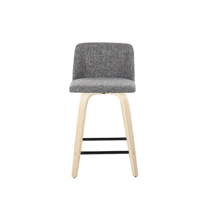 LumiSource Toriano 24in Counter Stool Set of 2 | Natural Wood & Cream Fabric with Chrome Footrest | Kitchen Island | Model B24-TRNO-GRTZS2NANCR2