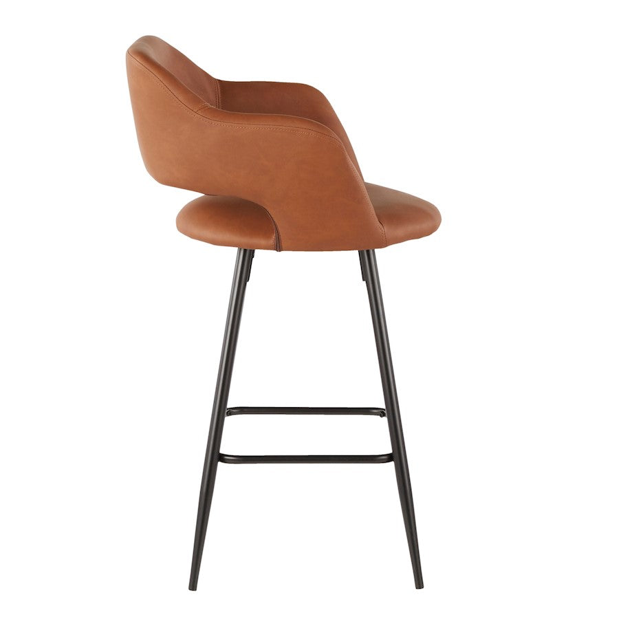 LumiSource Margarite Counter Stool Set of 2 | Black Metal, Brown PU | Kitchen Island & Breakfast Bar Seating | 22 x 22 x 37 in | Model B25-MARGBK-BN2
