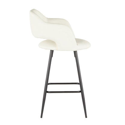 LumiSource Margarite Counter Stool Set of 2 | Contemporary Black Metal & Cream PU Leather | Kitchen Island & Breakfast Bar | Model B25-MARGBK-CR2