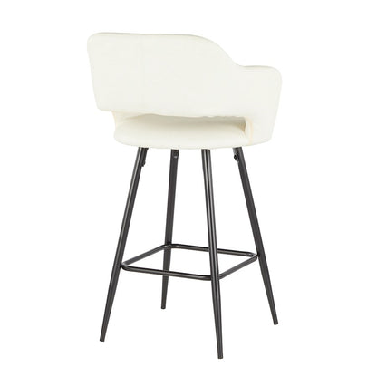 LumiSource Margarite Counter Stool Set of 2 | Contemporary Black Metal & Cream PU Leather | Kitchen Island & Breakfast Bar | Model B25-MARGBK-CR2