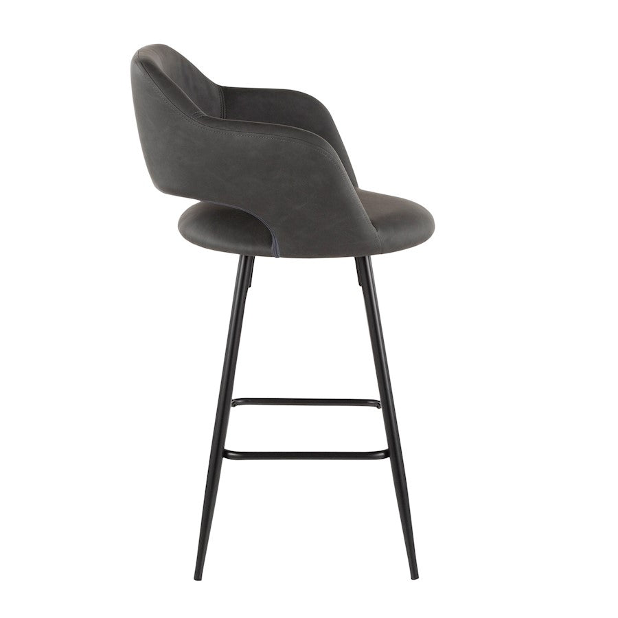 LumiSource Margarite Counter Stool Set of 2 | Contemporary Black Metal & Grey PU Leather | Kitchen Island & Breakfast Bar | Model B25-MARGBK-GY2