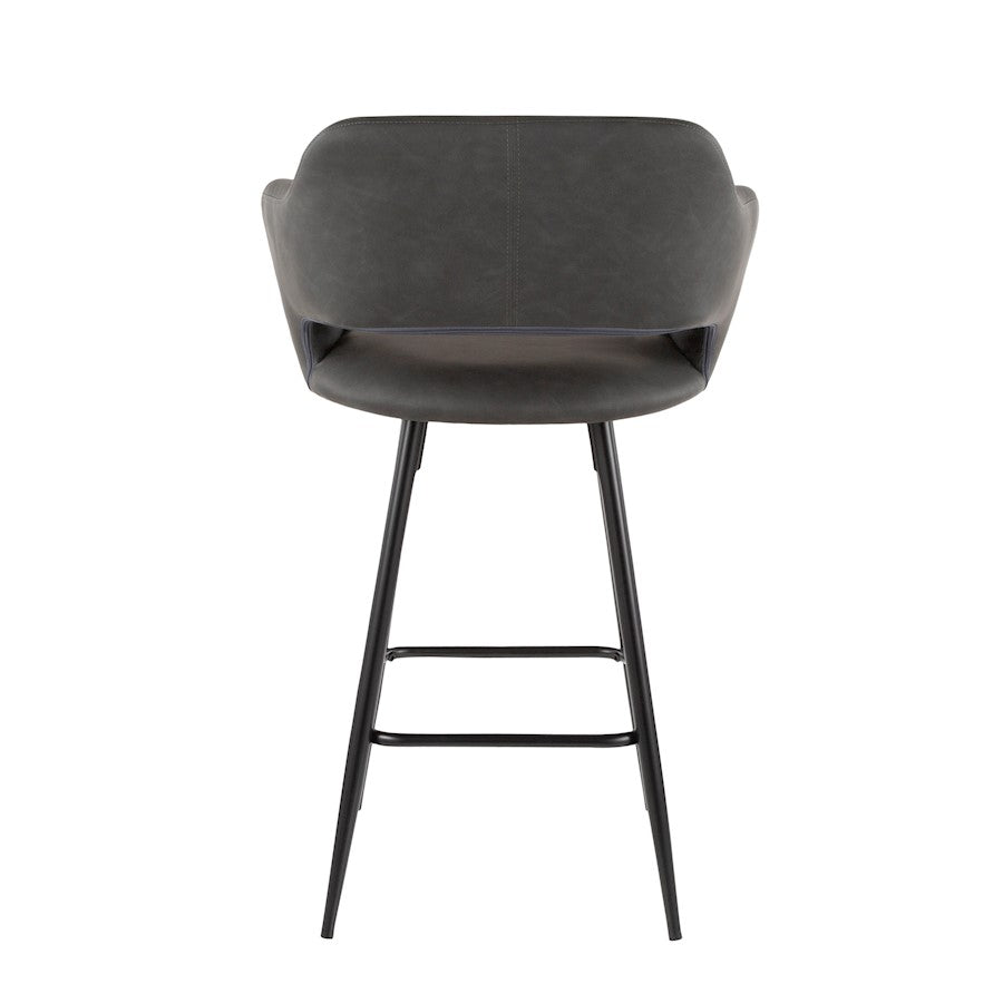 LumiSource Margarite Counter Stool Set of 2 | Contemporary Black Metal & Grey PU Leather | Kitchen Island & Breakfast Bar | Model B25-MARGBK-GY2