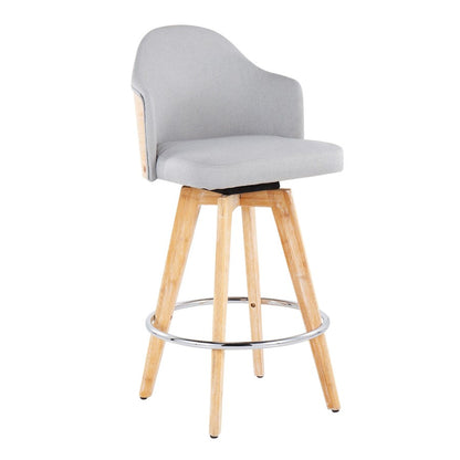 LumiSource Ahoy2 Counter Stool Set of 2 | Contemporary Grey Fabric & Natural Bamboo with Chrome Accents | Kitchen Island | Model B26-AHOY2-RNANALGY2