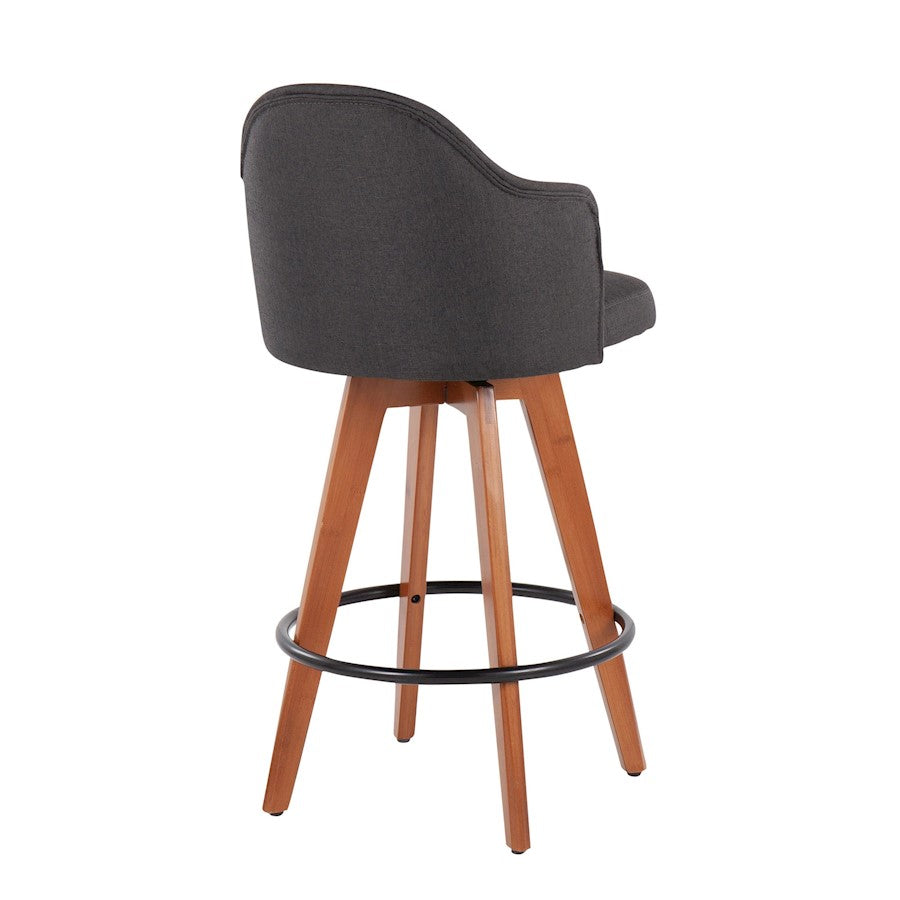 LumiSource Ahoy Counter Stool Set of 2 | Contemporary Charcoal Fabric & Walnut Bamboo with Black Metal | Kitchen Island | Model B26-AHOYUP2-QWLCHAR2