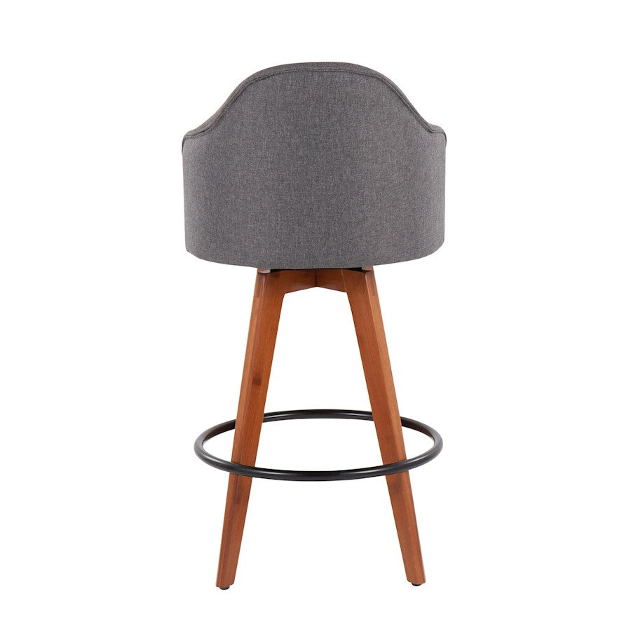 LumiSource Ahoy Counter Stool Set/2 | Walnut Bamboo, Grey Fabric, Black Metal | Kitchen Island & Bar Seating | Model B26-AHOYUP2-QWLGY2