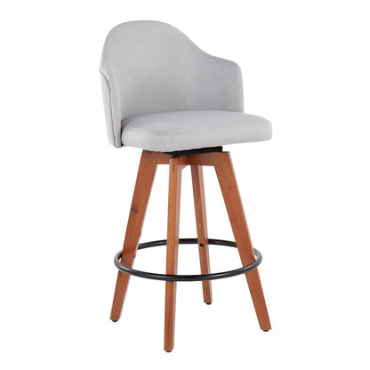 LumiSource Ahoy Counter Stool Set/2 | Walnut Bamboo, Light Grey Fabric, Black Metal | Kitchen Island & Bar Seating | Model B26-AHOYUP2-QWLLGY2