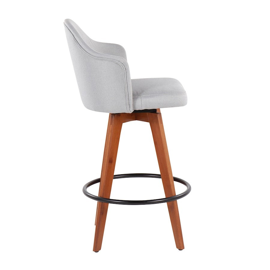 LumiSource Ahoy Counter Stool Set/2 | Walnut Bamboo, Light Grey Fabric, Black Metal | Kitchen Island & Bar Seating | Model B26-AHOYUP2-QWLLGY2