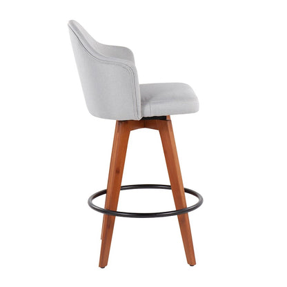 LumiSource Ahoy Counter Stool Set/2 | Walnut Bamboo, Light Grey Fabric, Black Metal | Kitchen Island & Bar Seating | Model B26-AHOYUP2-QWLLGY2