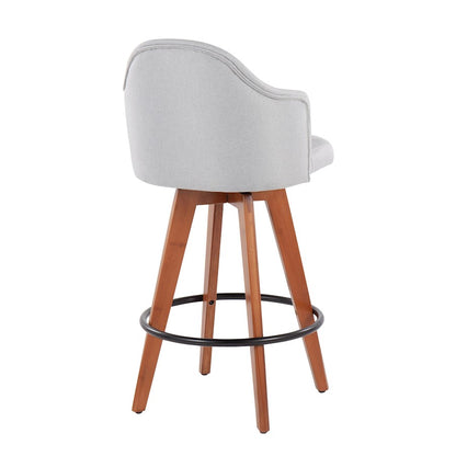 LumiSource Ahoy Counter Stool Set/2 | Walnut Bamboo, Light Grey Fabric, Black Metal | Kitchen Island & Bar Seating | Model B26-AHOYUP2-QWLLGY2