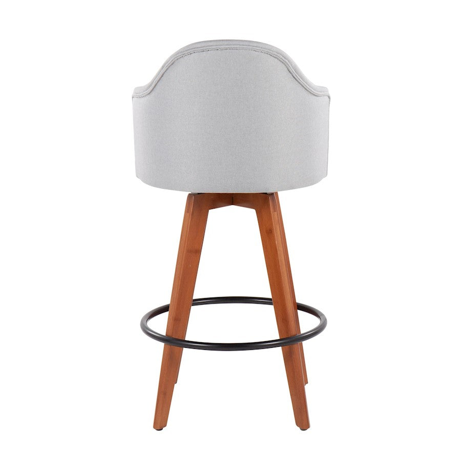 LumiSource Ahoy Counter Stool Set/2 | Walnut Bamboo, Light Grey Fabric, Black Metal | Kitchen Island & Bar Seating | Model B26-AHOYUP2-QWLLGY2