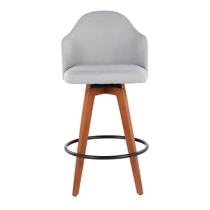 LumiSource Ahoy Counter Stool Set/2 | Walnut Bamboo, Light Grey Fabric, Black Metal | Kitchen Island & Bar Seating | Model B26-AHOYUP2-QWLLGY2