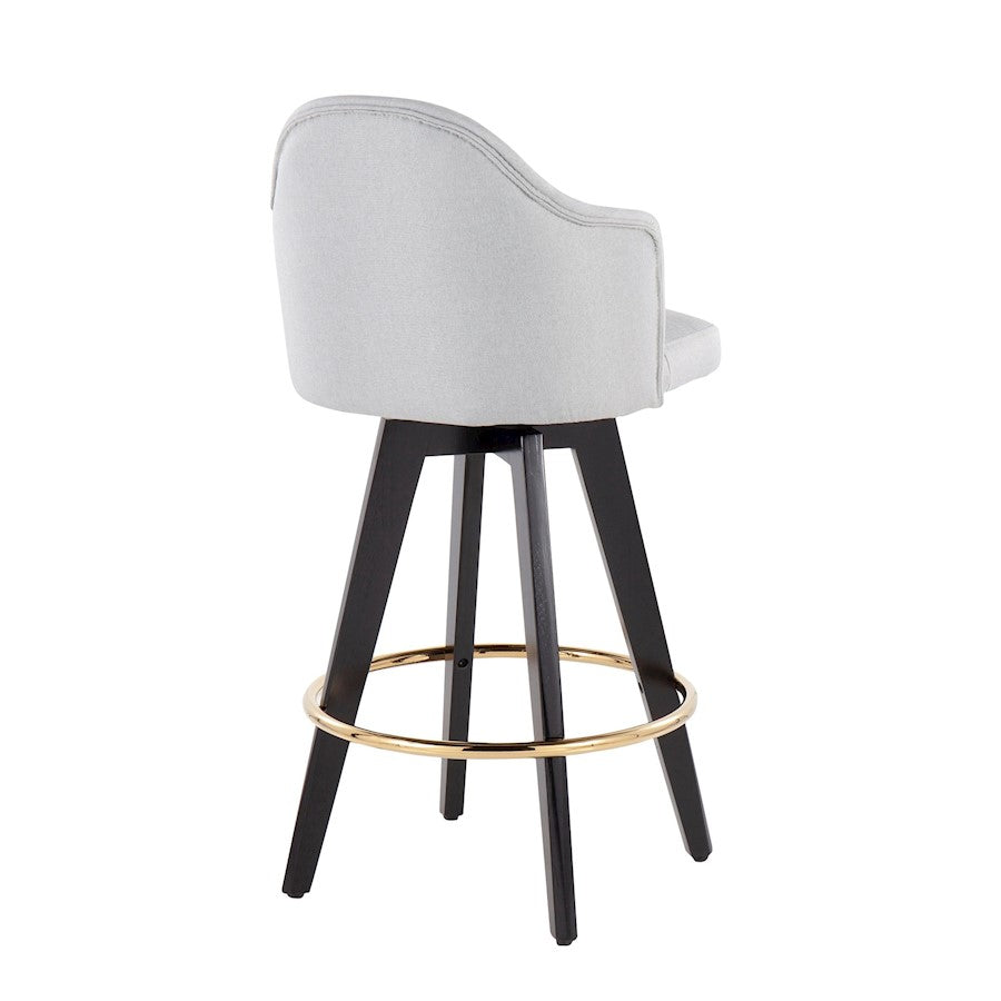 LumiSource Ahoy 26in Counter Stool Set of 2 | Black Wood, Gold Metal, Light Grey Fabric | Kitchen Island & Breakfast | Model B26-AHOYUP2-SWVGBKLGY2