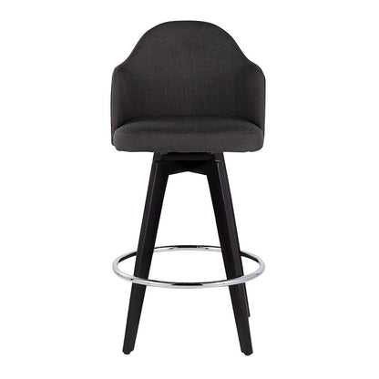 LumiSource Ahoy 26in Counter Stool Set of 2 | Black Wood, Chrome, Charcoal Fabric | Kitchen Island & Breakfast Bar | Model B26-AHOYUP2-SWVRBKCH2