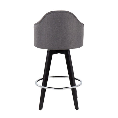 LumiSource Ahoy 26in Counter Stool Set of 2 | Black Wood, Chrome, Grey Fabric | Kitchen Island & Breakfast Bar Seating | Model B26-AHOYUP2-SWVRBKGY2