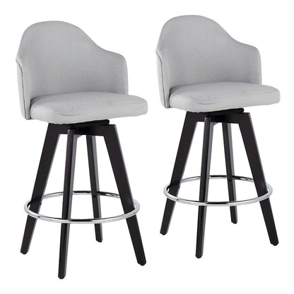 LumiSource Ahoy 26in Counter Stool Set of 2 | Black Wood, Chrome, Light Grey Fabric | Kitchen Island & Breakfast Bar | Model B26-AHOYUP2-SWVRBKLGY2
