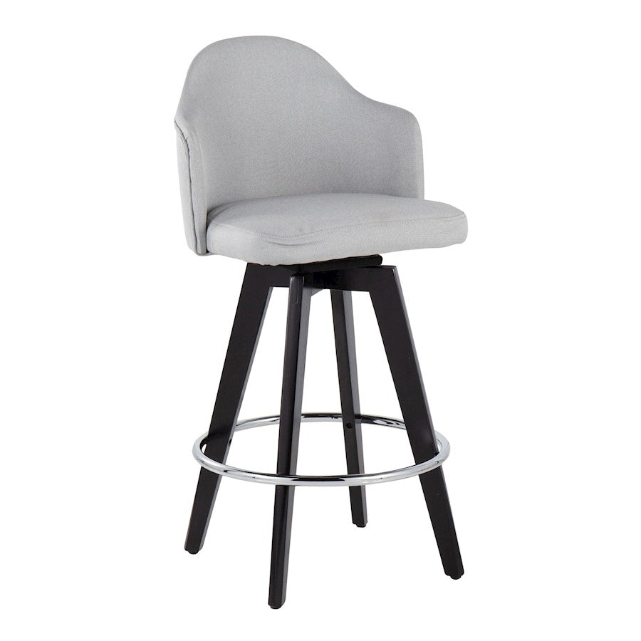 LumiSource Ahoy 26in Counter Stool Set of 2 | Black Wood, Chrome, Light Grey Fabric | Kitchen Island & Breakfast Bar | Model B26-AHOYUP2-SWVRBKLGY2