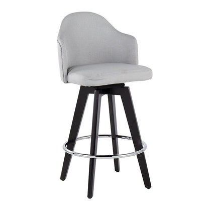 LumiSource Ahoy 26in Counter Stool Set of 2 | Black Wood, Chrome, Light Grey Fabric | Kitchen Island & Breakfast Bar | Model B26-AHOYUP2-SWVRBKLGY2