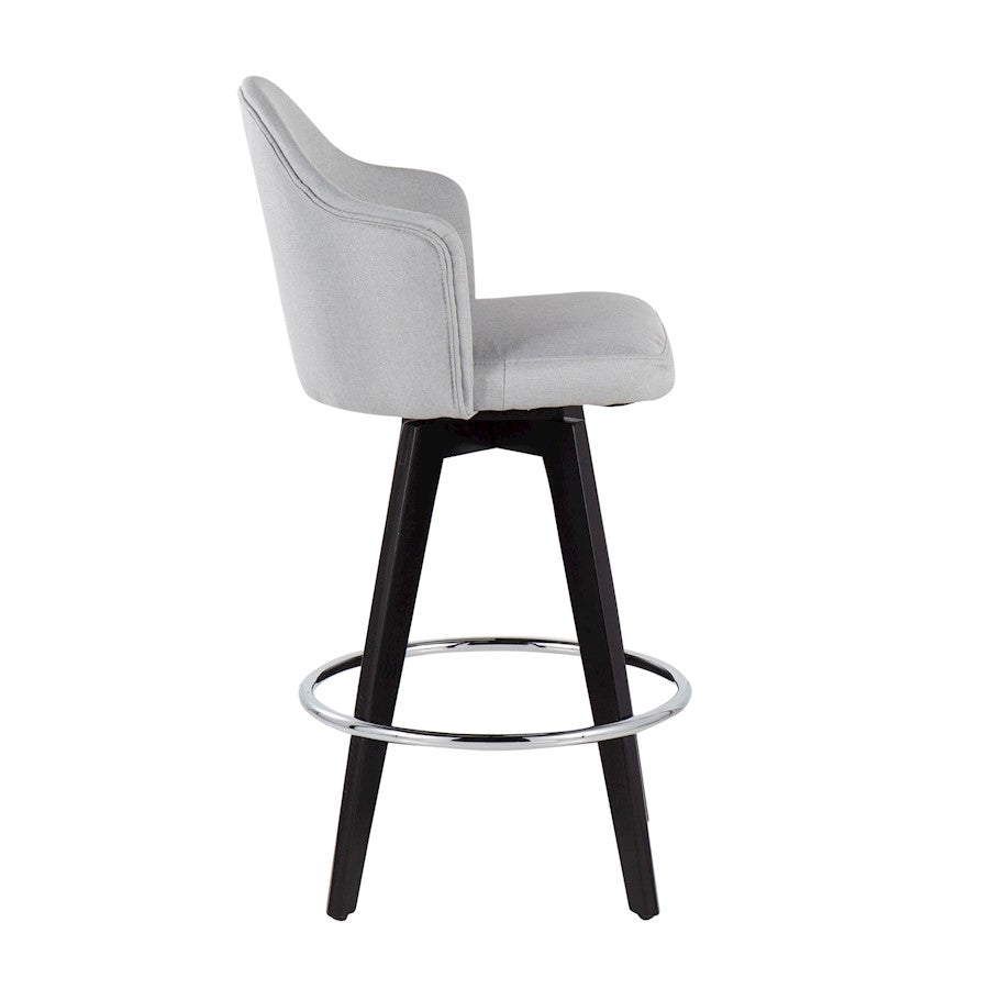 LumiSource Ahoy 26in Counter Stool Set of 2 | Black Wood, Chrome, Light Grey Fabric | Kitchen Island & Breakfast Bar | Model B26-AHOYUP2-SWVRBKLGY2