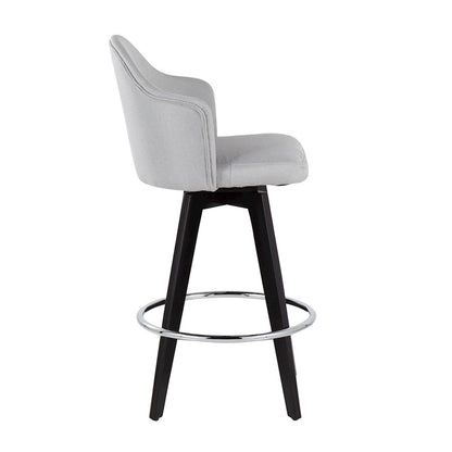 LumiSource Ahoy 26in Counter Stool Set of 2 | Black Wood, Chrome, Light Grey Fabric | Kitchen Island & Breakfast Bar | Model B26-AHOYUP2-SWVRBKLGY2