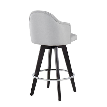 LumiSource Ahoy 26in Counter Stool Set of 2 | Black Wood, Chrome, Light Grey Fabric | Kitchen Island & Breakfast Bar | Model B26-AHOYUP2-SWVRBKLGY2