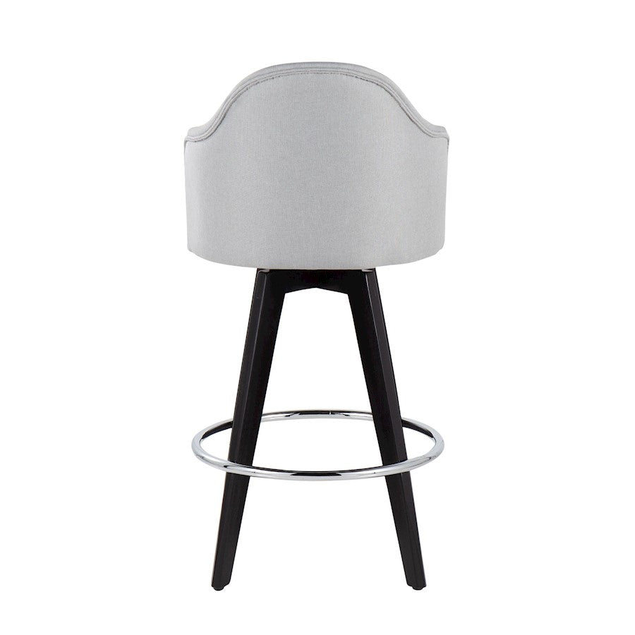 LumiSource Ahoy 26in Counter Stool Set of 2 | Black Wood, Chrome, Light Grey Fabric | Kitchen Island & Breakfast Bar | Model B26-AHOYUP2-SWVRBKLGY2
