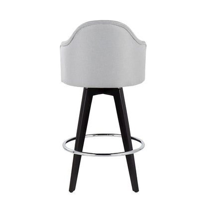 LumiSource Ahoy 26in Counter Stool Set of 2 | Black Wood, Chrome, Light Grey Fabric | Kitchen Island & Breakfast Bar | Model B26-AHOYUP2-SWVRBKLGY2