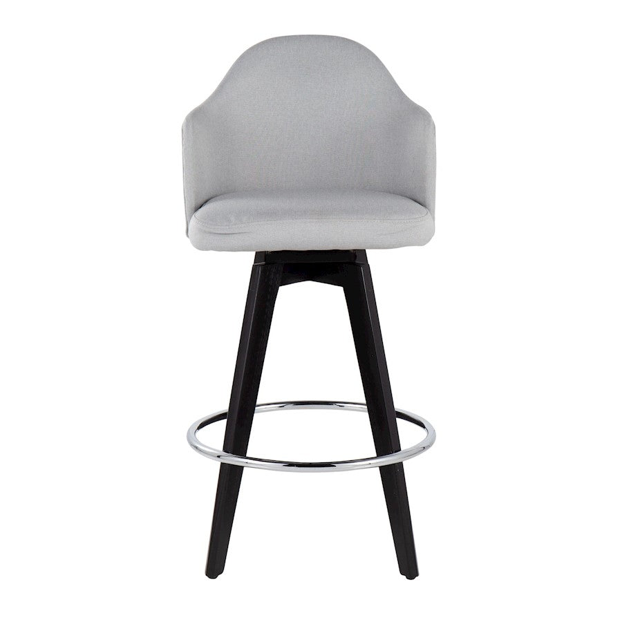 LumiSource Ahoy 26in Counter Stool Set of 2 | Black Wood, Chrome, Light Grey Fabric | Kitchen Island & Breakfast Bar | Model B26-AHOYUP2-SWVRBKLGY2