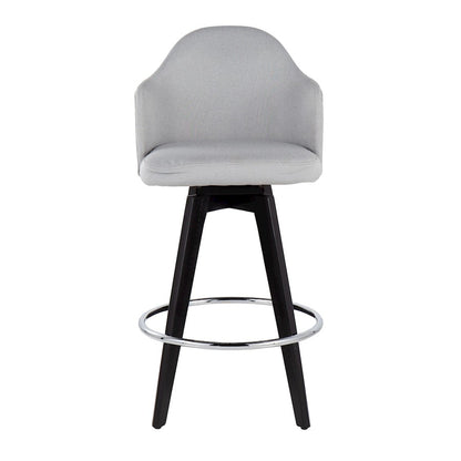 LumiSource Ahoy 26in Counter Stool Set of 2 | Black Wood, Chrome, Light Grey Fabric | Kitchen Island & Breakfast Bar | Model B26-AHOYUP2-SWVRBKLGY2