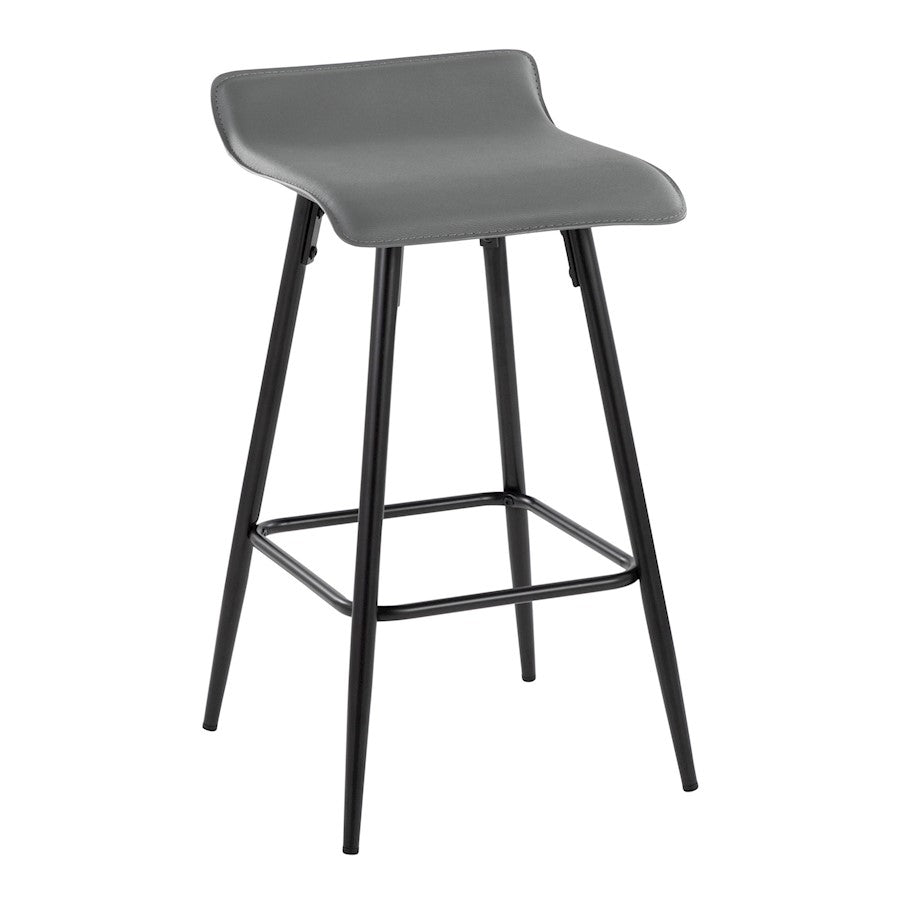 LumiSource Ale Counter Stool Set of 2 | Contemporary Black Steel & Grey PU | Kitchen Island & Bar Seating | Model B26-ALEBKDGY2