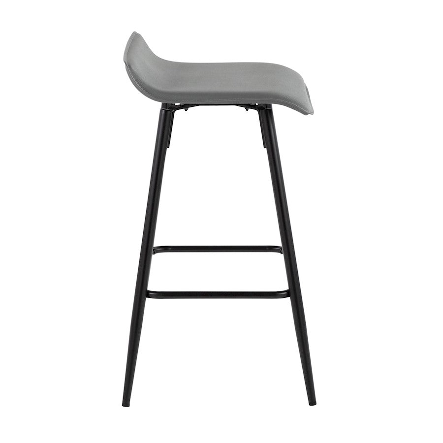 LumiSource Ale Counter Stool Set of 2 | Contemporary Black Steel & Grey PU | Kitchen Island & Bar Seating | Model B26-ALEBKDGY2