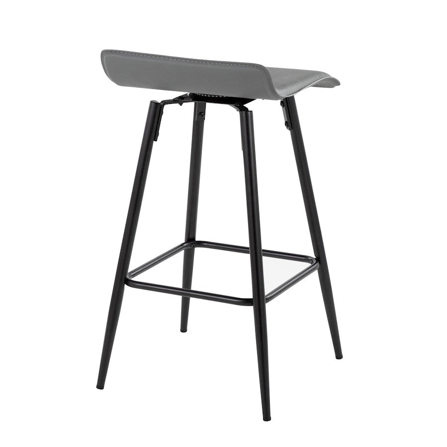 LumiSource Ale Counter Stool Set of 2 | Contemporary Black Steel & Grey PU | Kitchen Island & Bar Seating | Model B26-ALEBKDGY2