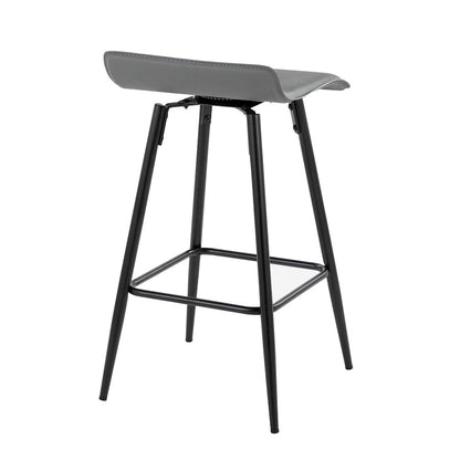LumiSource Ale Counter Stool Set of 2 | Contemporary Black Steel & Grey PU | Kitchen Island & Bar Seating | Model B26-ALEBKDGY2