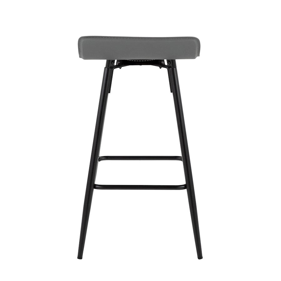 LumiSource Ale Counter Stool Set of 2 | Contemporary Black Steel & Grey PU | Kitchen Island & Bar Seating | Model B26-ALEBKDGY2