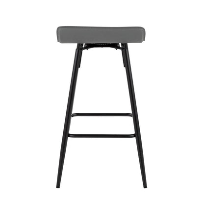 LumiSource Ale Counter Stool Set of 2 | Contemporary Black Steel & Grey PU | Kitchen Island & Bar Seating | Model B26-ALEBKDGY2