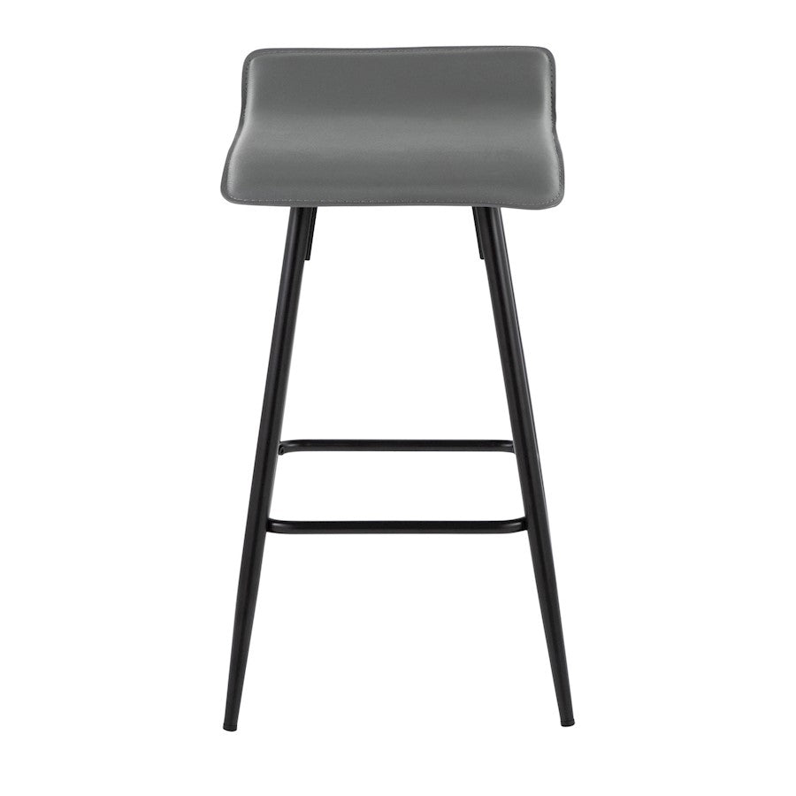 LumiSource Ale Counter Stool Set of 2 | Contemporary Black Steel & Grey PU | Kitchen Island & Bar Seating | Model B26-ALEBKDGY2