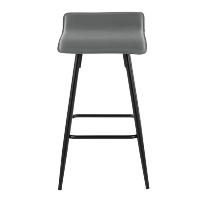 LumiSource Ale Counter Stool Set of 2 | Contemporary Black Steel & Grey PU | Kitchen Island & Bar Seating | Model B26-ALEBKDGY2