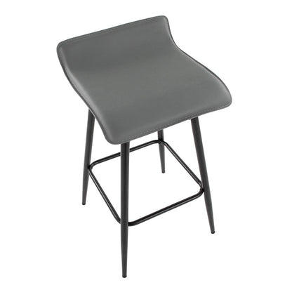 LumiSource Ale Counter Stool Set of 2 | Contemporary Black Steel & Grey PU | Kitchen Island & Bar Seating | Model B26-ALEBKDGY2